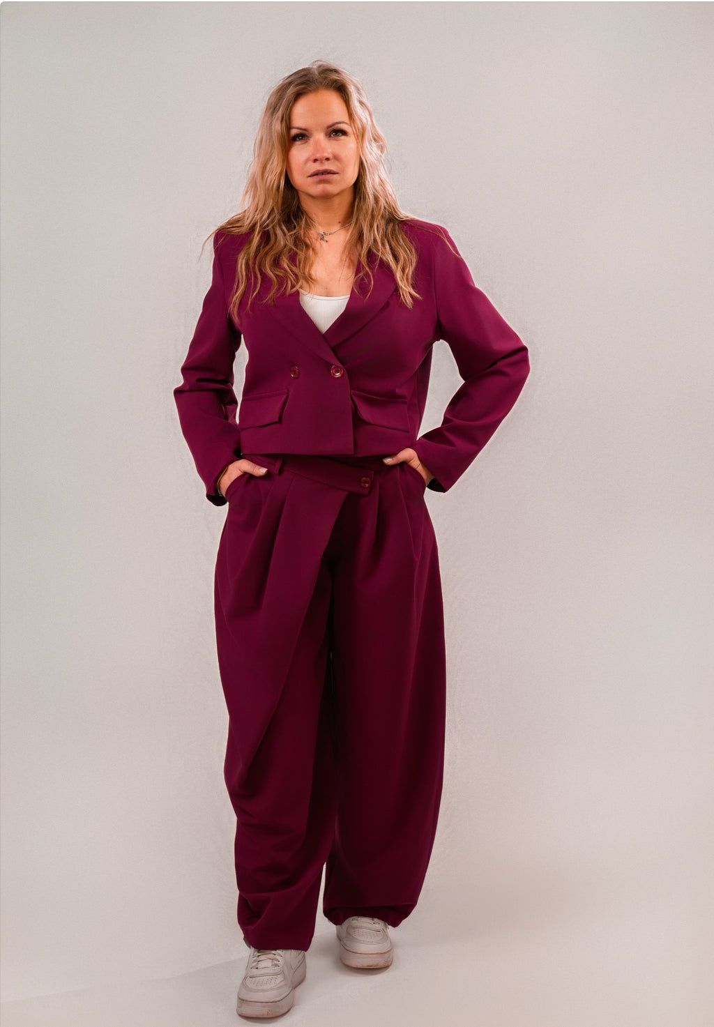 Pantalon de tailleur bordeaux