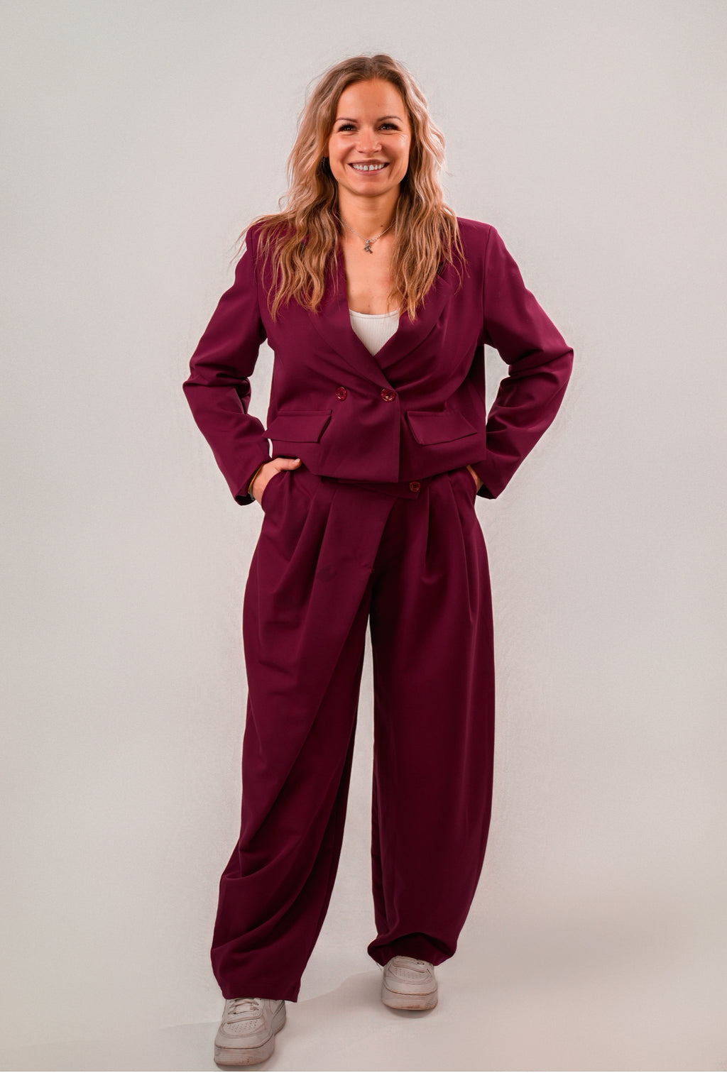 Pantalon de tailleur bordeaux