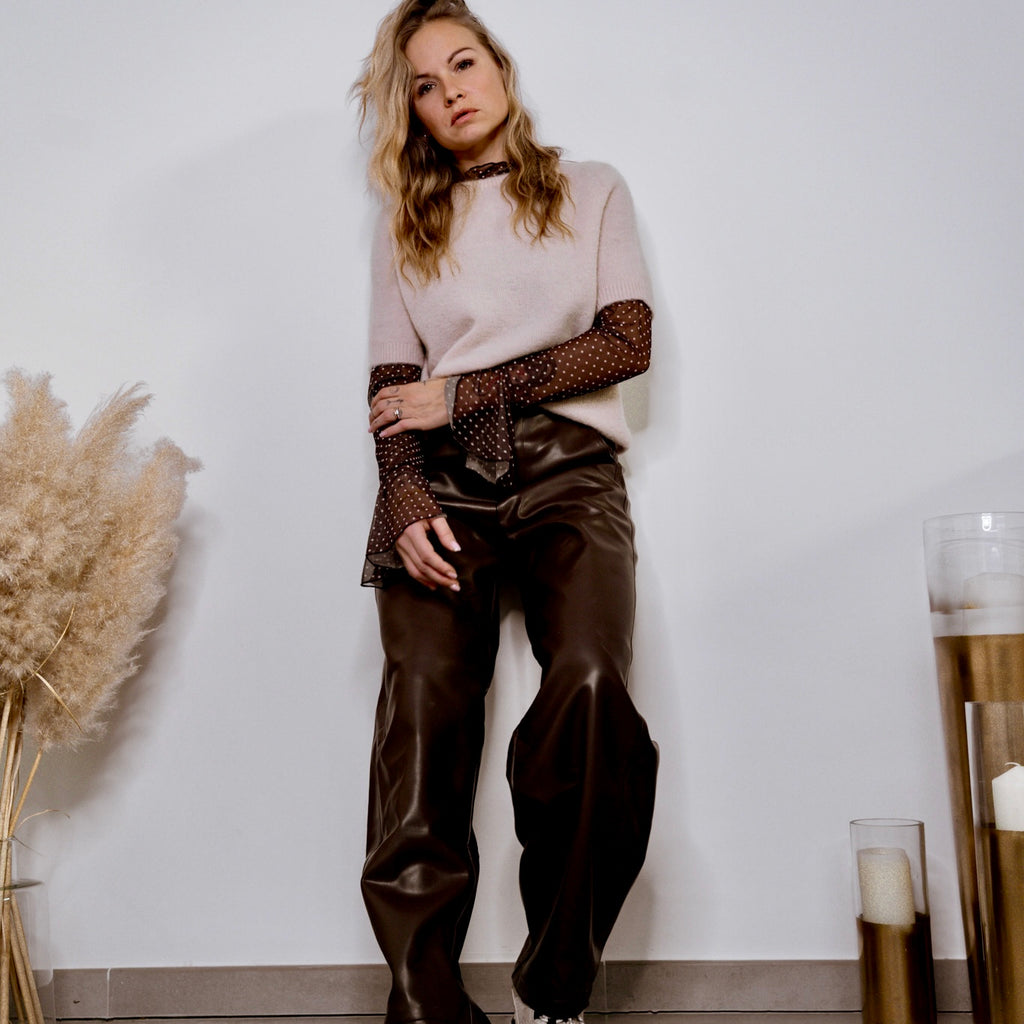 Pantalon Cuir Chocolat