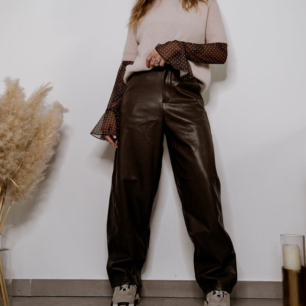 Pantalon Cuir Chocolat